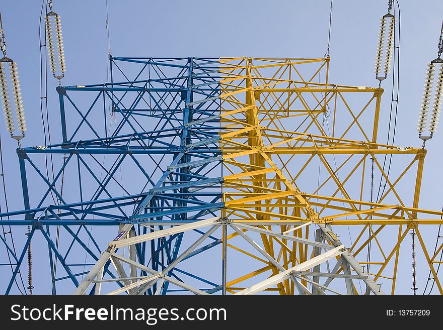 Electric tower connects sky and earth