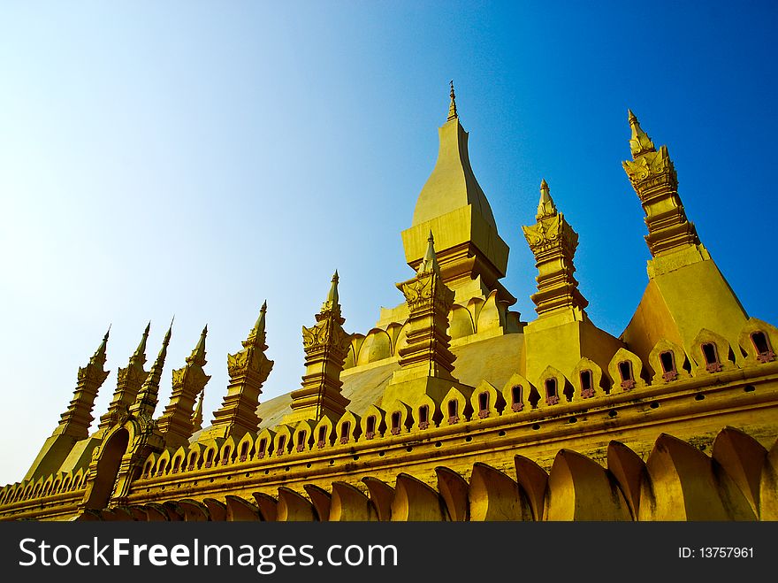 Gold-covered large Buddhist stupa. Gold-covered large Buddhist stupa
