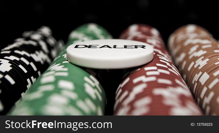 Casino dealer and chips for poker holdem