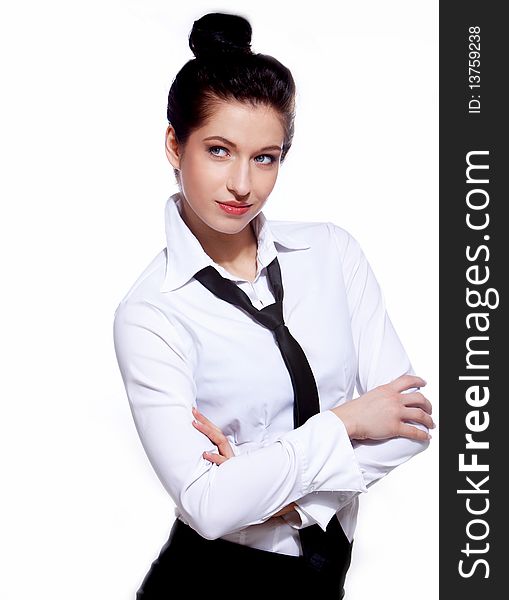 Portrait of urban business woman wearing tie. Portrait of urban business woman wearing tie