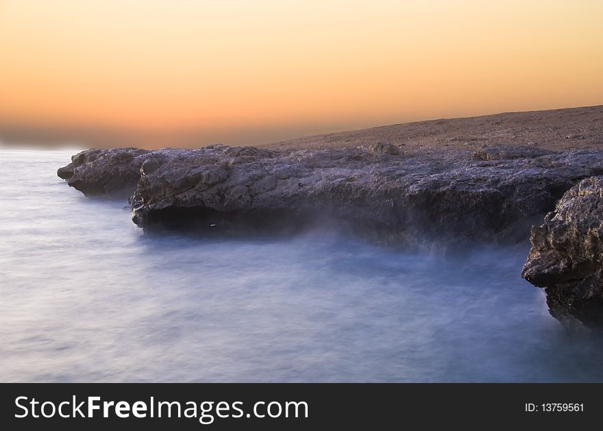 Foggy dawn on the Red Sea