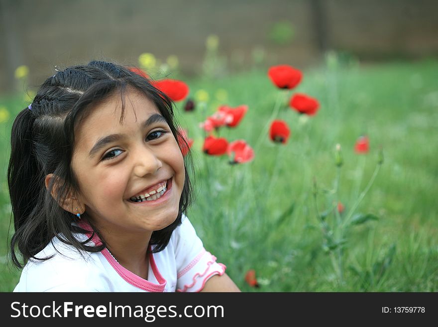 The first flowers of spring, and hidden behind a daughter. The first flowers of spring, and hidden behind a daughter