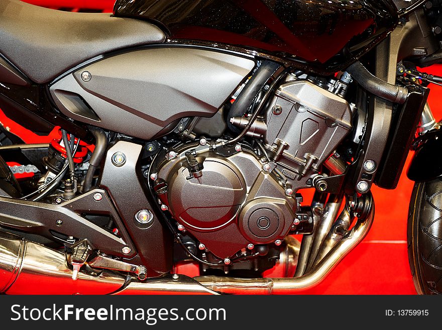 Engine of modern road motorcycle. Engine of modern road motorcycle
