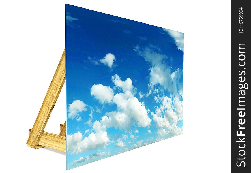 Blue sky decoration on white background