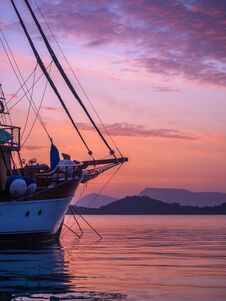 Sunrise On The Bay Of Nidri In Lefkas Island Greece Royalty Free Stock Photo