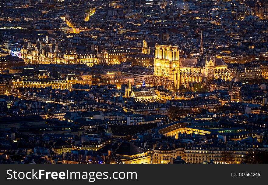 Notre Dame de Paris France by night. Notre Dame de Paris France by night