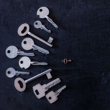 One Lock And Many Keys. Concept Of Choice Royalty Free Stock Image