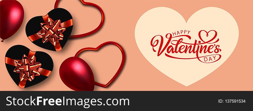 Holiday banner, Valentines day. Vector Illustration. - Vector