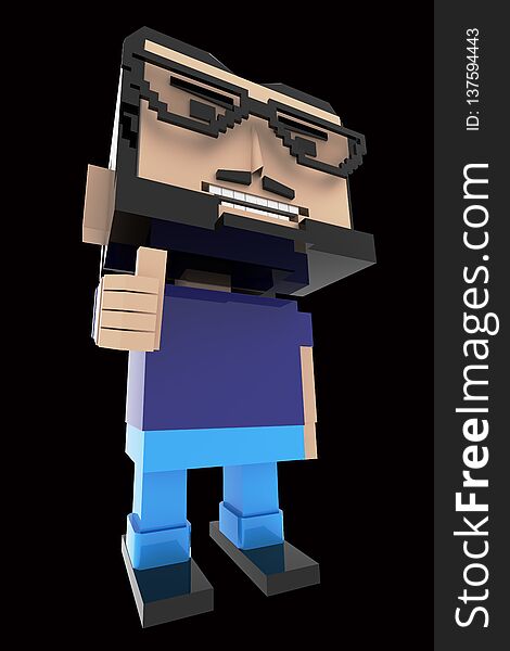 Man with thumb up high resolution 3d render