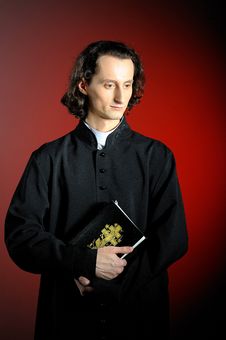 Praying Priest With Wooden Cross Stock Photography Praying Priest With Wooden Cross Stock Photography