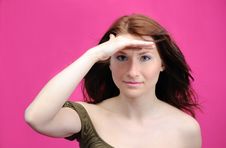 The Girl Looks Afar Royalty Free Stock Photography