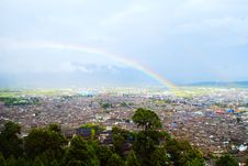 Rainbow Over The Lijiang Old Town Stock Photography Rainbow Over The Lijiang Old Town Stock Photography