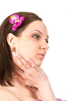 Woman At SPA With Flower Stock Images Woman At SPA With Flower Stock Images
