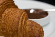 Croissant And Chocolate Sauce Royalty Free Stock Image Croissant And Chocolate Sauce Royalty Free Stock Image