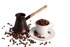 Coffee Pot Coffee Cup And Coffe Beans Stock Photography Coffee Pot Coffee Cup And Coffe Beans Stock Photography