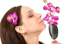 Woman At SPA With Flower Stock Photos Woman At SPA With Flower Stock Photos
