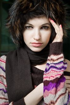 Winter Portrait Of Young Woman Stock Photos Winter Portrait Of Young Woman Stock Photos