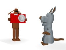 Funny Dog Taking A Picture Of A Cute Mouse Royalty Free Stock Photography
