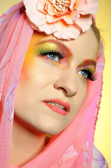 Close-up Of Summer Fashion Creative Eye Make-up Stock Images