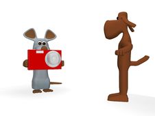 Cute Mouse Take A Picture Of A Cute Dog Royalty Free Stock Image