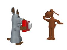 Cute Mouse Take A Picture Of A Cute Dog Royalty Free Stock Images