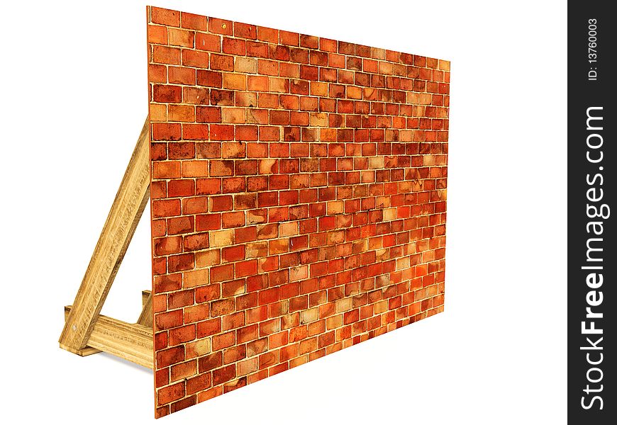 Red bricks wall on white background isolated