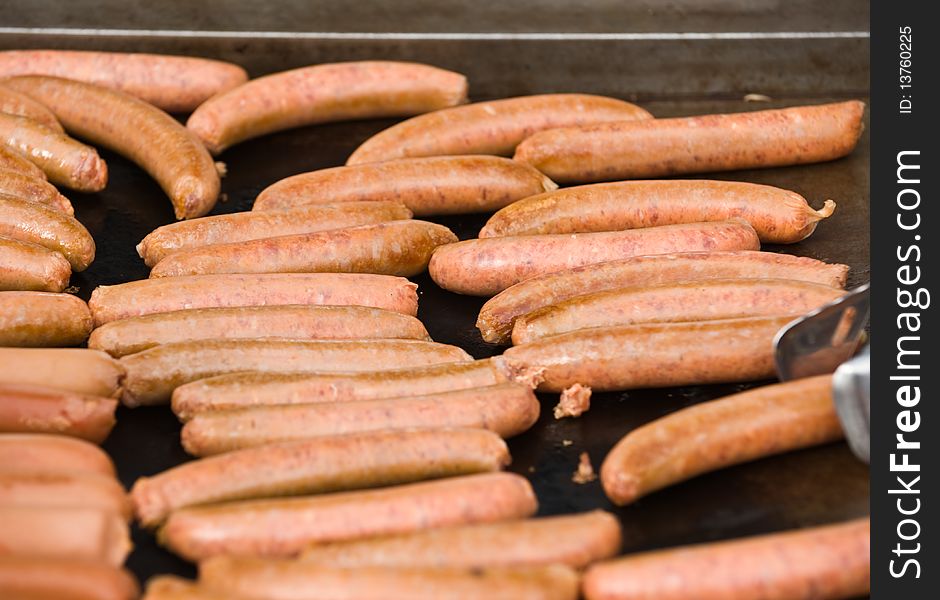 Barbecue Sausages in a black frying pan
