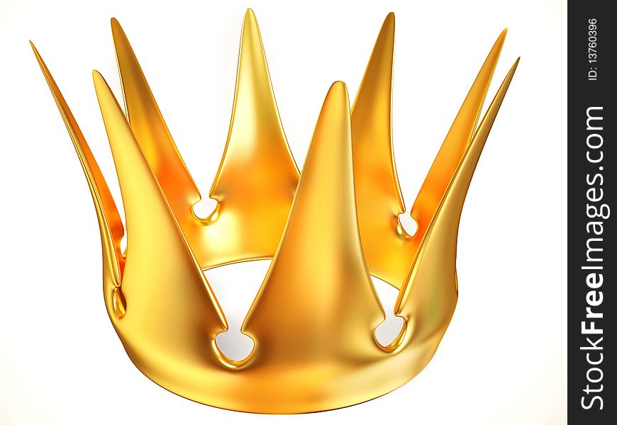 Luxury gold crown on white background isolated