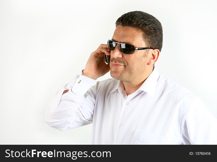 The job of the man of business telephone calls. The job of the man of business telephone calls
