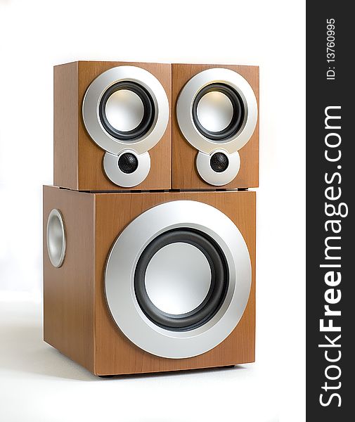 Musical audiosystem on a white background
