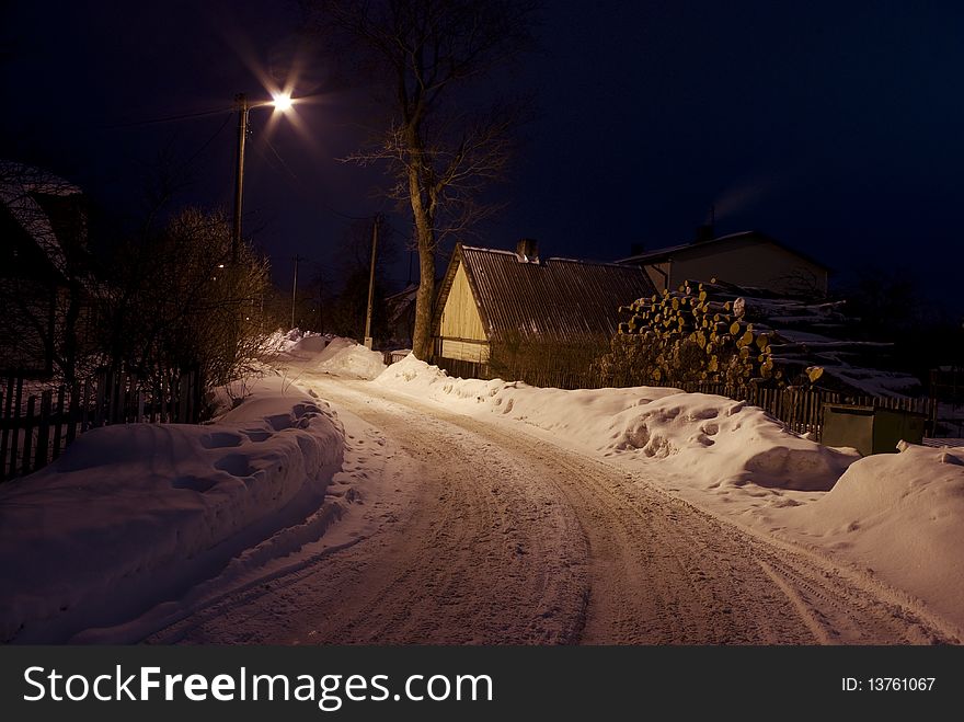 Night in the village of Estonia. Night in the village of Estonia