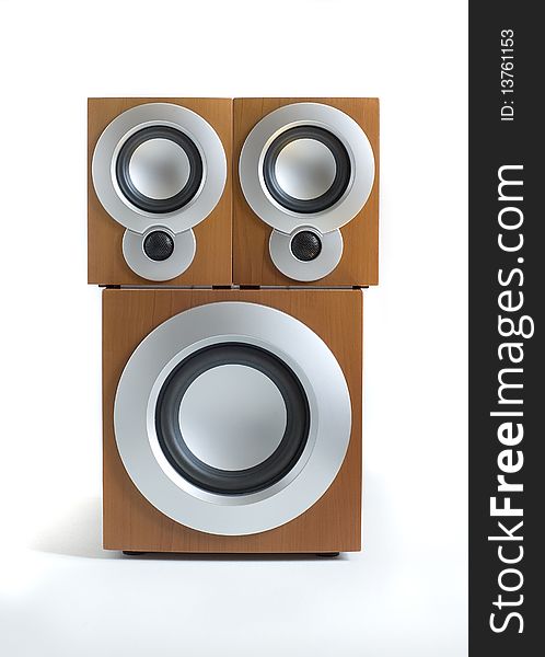 Musical audiosystem on a white background