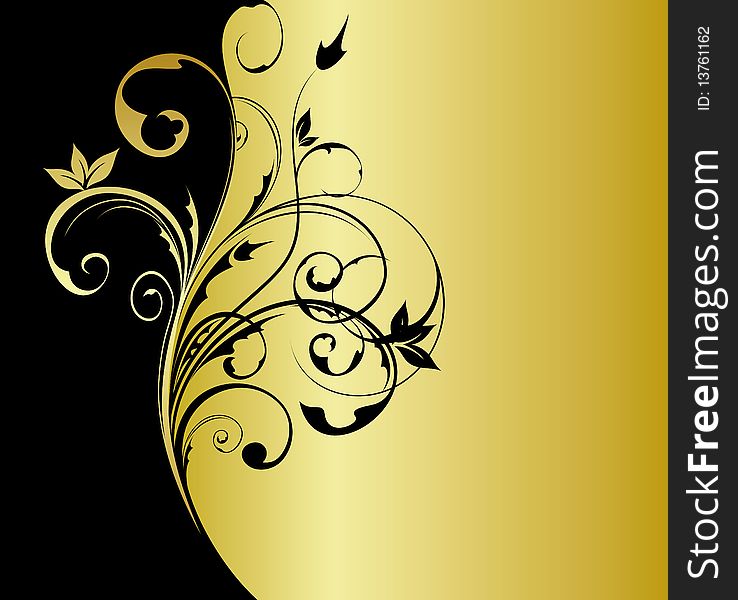 Golden floral background. 
vector illustration.