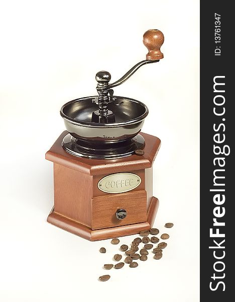 Coffee grinder on a white background
