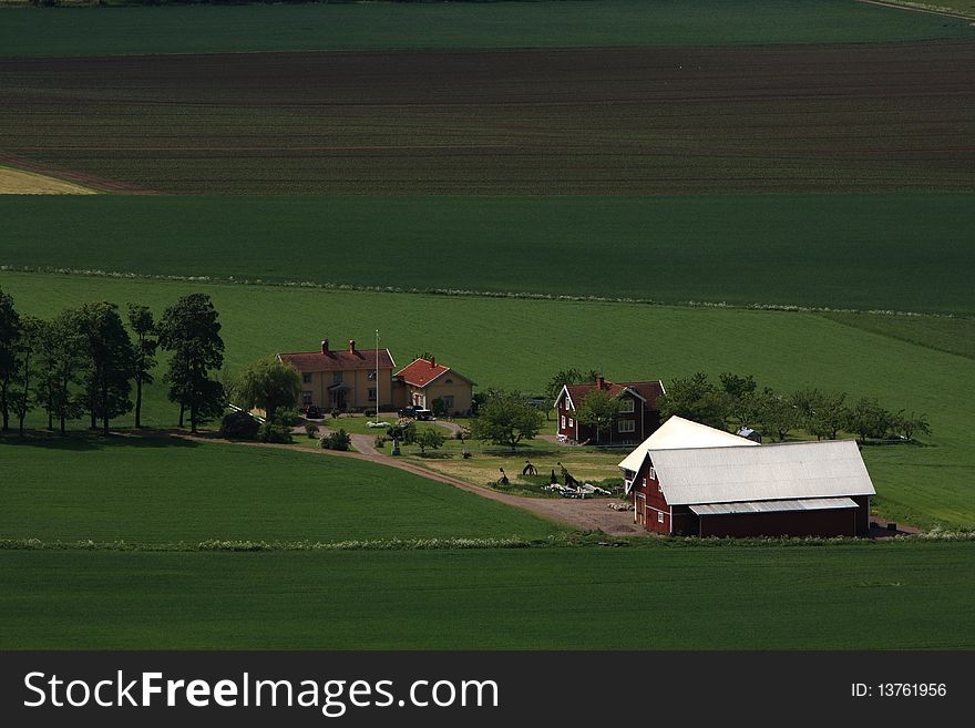 Swedish countryside near Joenkoeping, view from above