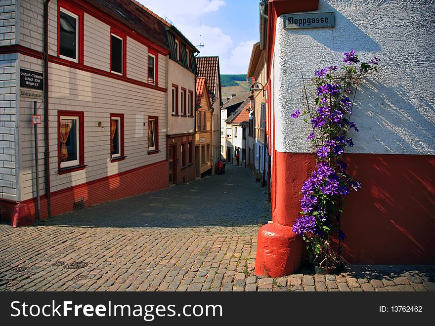 Street In The Old Town Of Bingen.Germany,Bavaria. Street In The Old Town Of Bingen.Germany,Bavaria