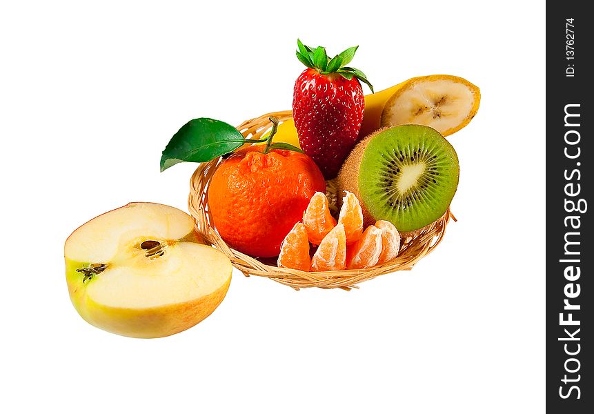 Fresh fruit plate: strawberries, kiwi, apple