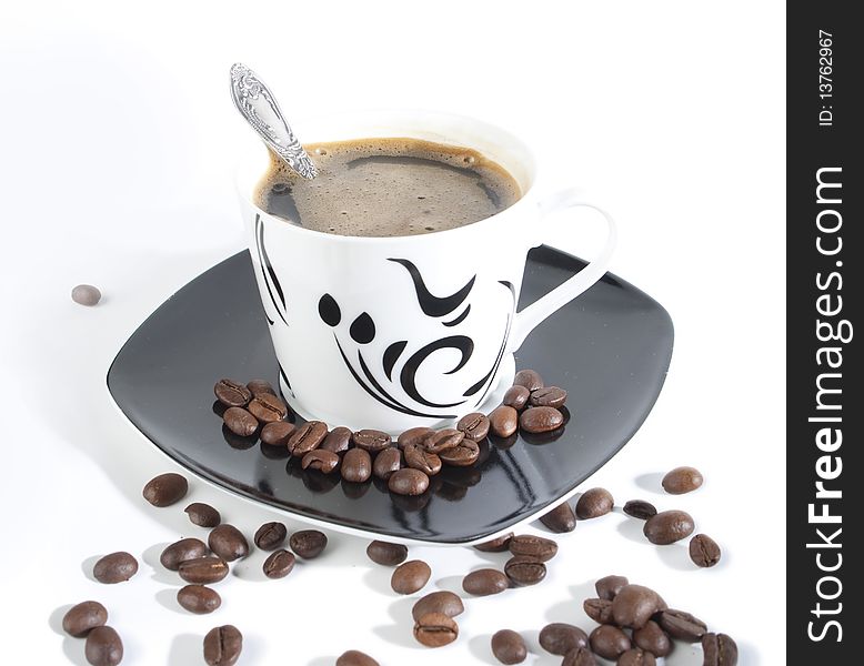 Cup of coffee on white background