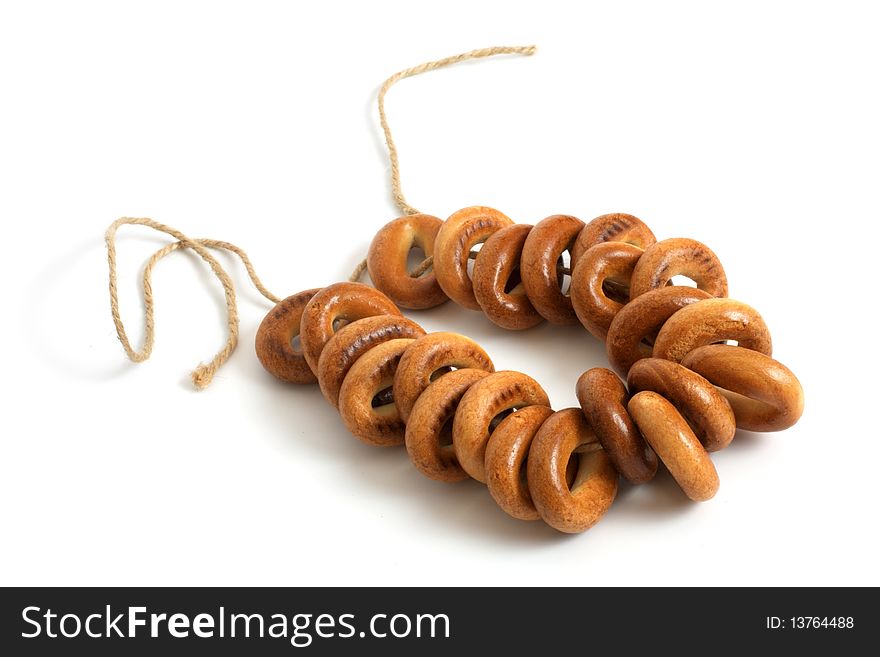 Bunch of bagels isolated on the white background