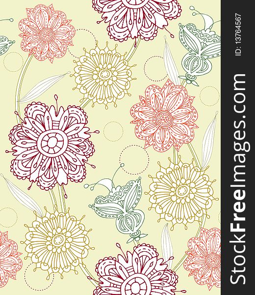 Seamless flower background. Easy to edit vector image.