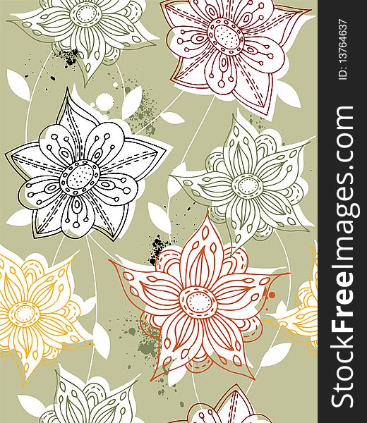 Seamless flower background. Easy to edit vector image.