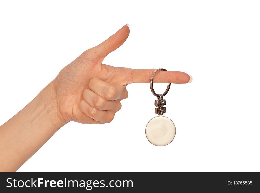 Woman holding key ring in the hand