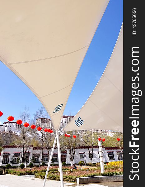 Zong-jiao-lu-kang Park, located in the north of the Potala, in the center of Lhasa city, Tibet, China. The photo was taken after snow on Apr.1,2010.