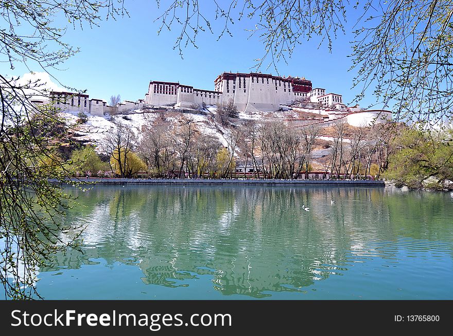 Zong-jiao-lu-kang Park, located in the north of the Potala, in the center of Lhasa city, Tibet, China. The photo was taken after snow on Apr.1,2010. Zong-jiao-lu-kang Park, located in the north of the Potala, in the center of Lhasa city, Tibet, China. The photo was taken after snow on Apr.1,2010.