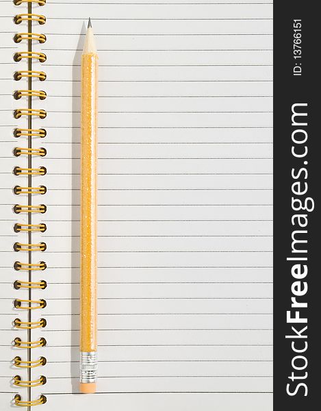 Notepad and pencil for all the background. Notepad and pencil for all the background