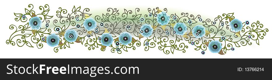 Refined floral vignette. Eau-forte color summertime swirl decorative illustration. Eau-forte EPS-10. Refined floral vignette. Eau-forte color summertime swirl decorative illustration. Eau-forte EPS-10.