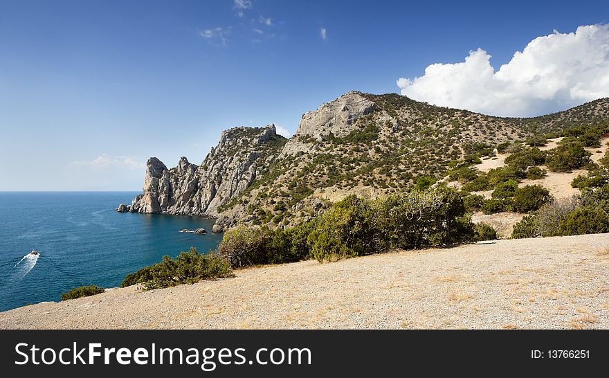 Crimea mountains and Black sea landscape, good sunny day. Crimea mountains and Black sea landscape, good sunny day