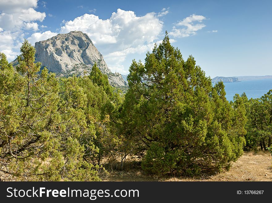 Crimea mountains and Black sea landscape, good sunny day. Crimea mountains and Black sea landscape, good sunny day