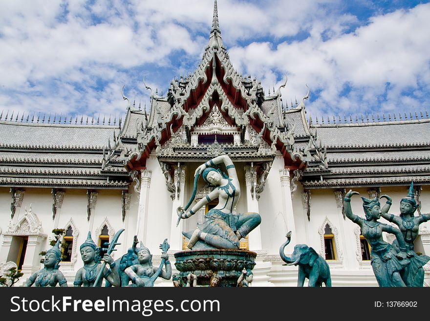 White Temple and Statue  in the Ancient City Thailand. White Temple and Statue  in the Ancient City Thailand.