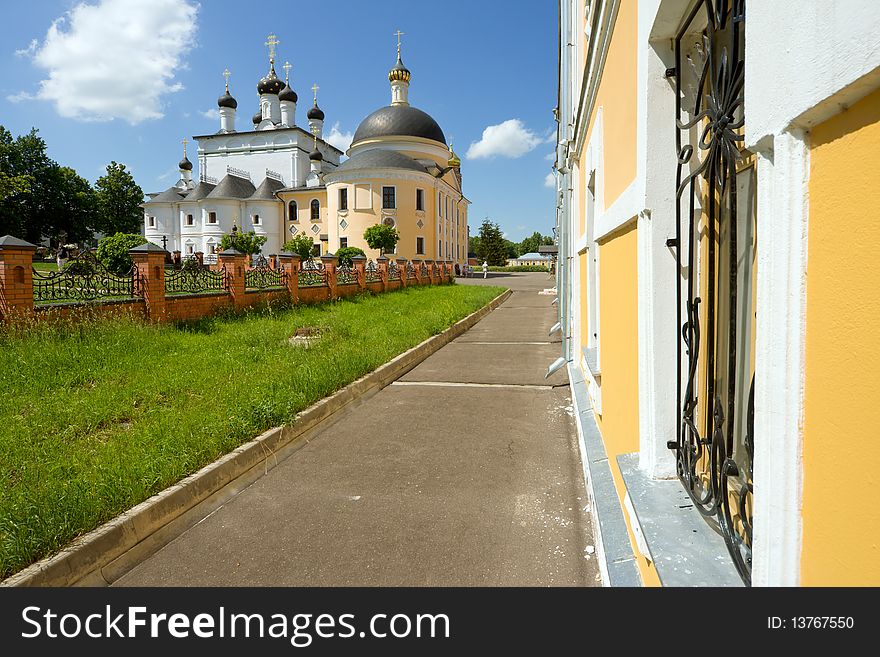 Temples and buildings inside the monastery, sunny day, Russia,. Temples and buildings inside the monastery, sunny day, Russia,